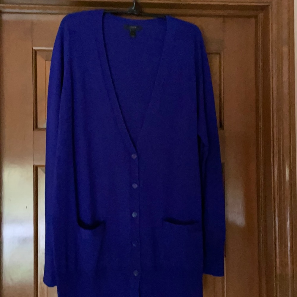 Bright navy J Crew merino wool XL cardigan